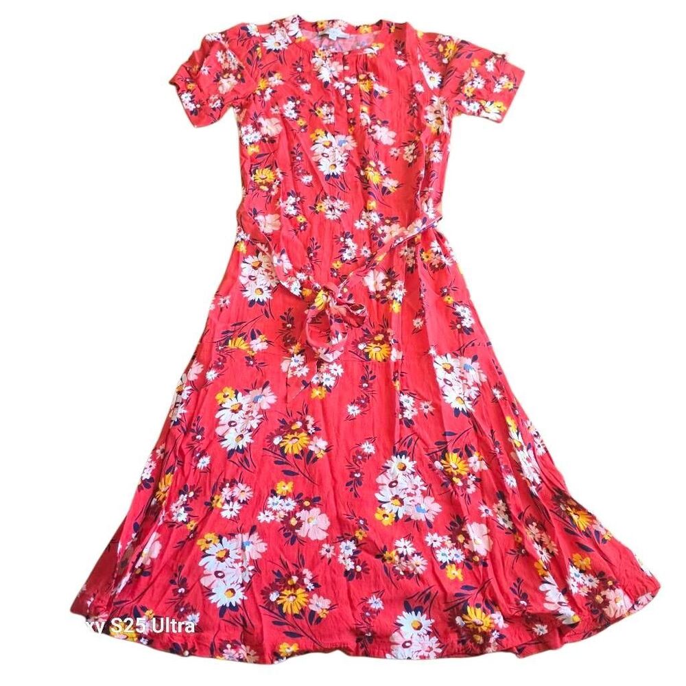 Loft womens Sz 6 red floral maxi dress NWOT